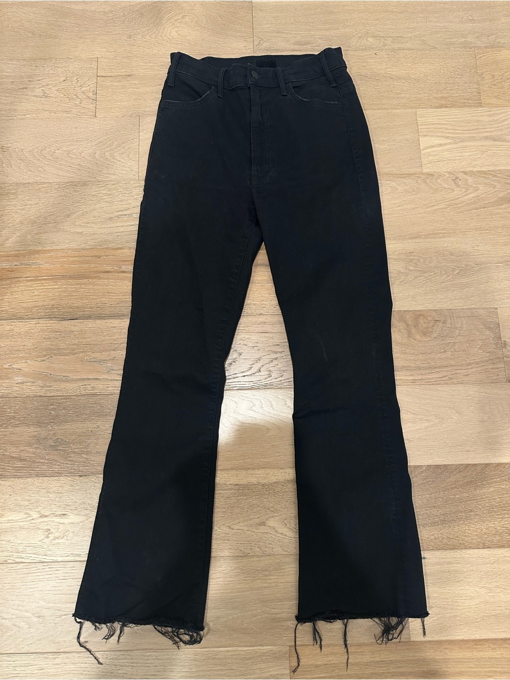 Mother Jeans Womens 26 Black Hustler Ankle Fray Not Guilty Stretch Denim Flare